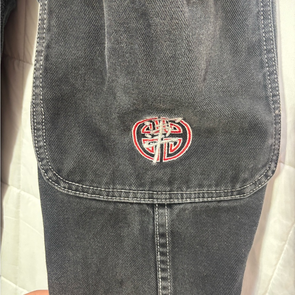 Vintage 90s BREAKDOWN Wide Leg Black Cargo Jeans JNCO Style - Picture 15 of 16